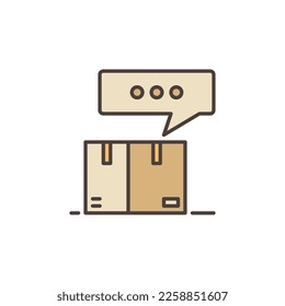 Speech Bubble and Cardboard Box vector concept colored icon or logo element
