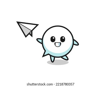speech bubble cartoon character throwing paper airplane , cute design