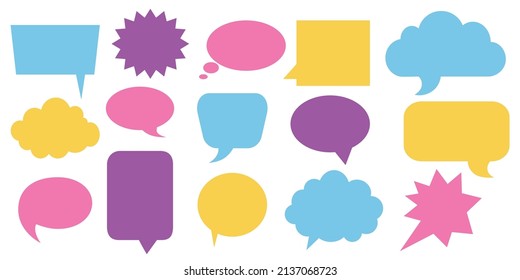 Burbuja del discurso. Charla de historietas de dibujos animados, comentarios de chat y forma de diálogo. Conjunto de vectores