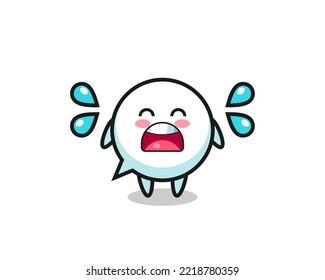 speech bubble cartoon illustration with crying gesture , cute design