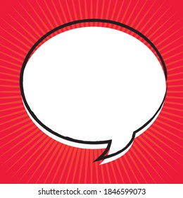 Speech bubble cartoon style with red background