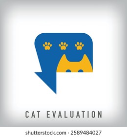 Speech bubble cat design. Unique animal dialogue design. evaluation and development company design.