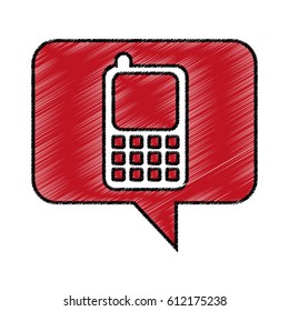speech bubble with cellphone icon vector illustration design