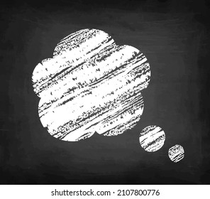 Speech bubble. Chalk sketch on black background. Hand drawn vector illustration. Retro style.