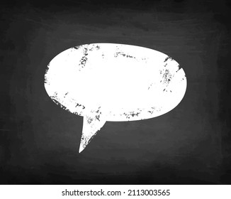 Speech bubble. Chalk sketch on black background. Hand drawn vector illustration. Retro style.