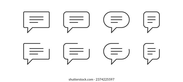 Speech bubble. Chat balloon symbol. Talk template. Communication banner. Message. Black color. Vector isolated sign.