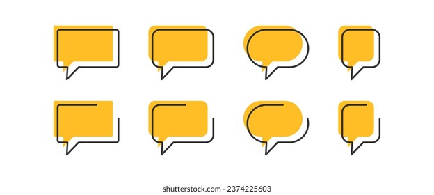 Speech bubble. Chat balloon symbol. Talk template. Communication banner. Message. Black, yellow color. Vector isolated sign.