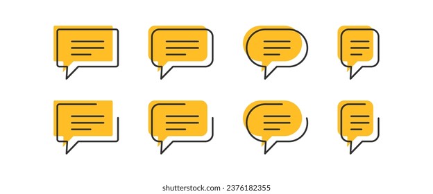 Speech bubble. Chat balloon symbol. Talk template. Communication banner. Message. Black, yellow color. Vector isolated sign.