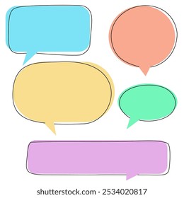 Balão de fala, balão de bate-papo, mensagens de conversa, comunicação de texto on-line em ilustração de símbolo vetorial. Conceito de diálogo de discussão, ícone de bolha de pensamento rótulo de conversa em quadrinhos estilo cartoon.