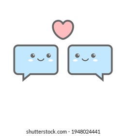 Dibujo vectorial del icono de amor de la caricatura del personaje de diálogo de comunicación de la burbuja de voz.