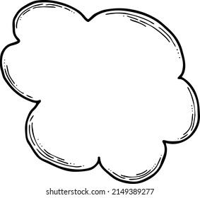 Speech bubble for chat communication symbol. Empty background balloon talk cloud for message chatting. Comic cartoon element. Hand drawn retro vintage vector illustration. Simple line drawing.