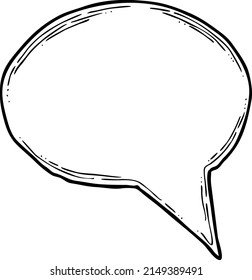 Speech bubble for chat communication symbol. Empty background balloon talk cloud for message chatting. Comic cartoon element. Hand drawn retro vintage vector illustration. Simple line drawing.