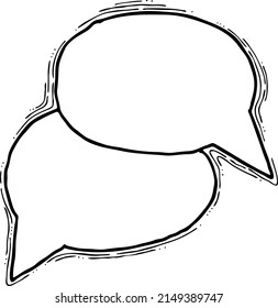 Burbuja de voz para símbolo de comunicación de chat. El globo de fondo vacío habla en la nube para chatear mensajes. Dibujo cómico. Ilustración vectorial retro dibujada a mano. Dibujo de línea simple.