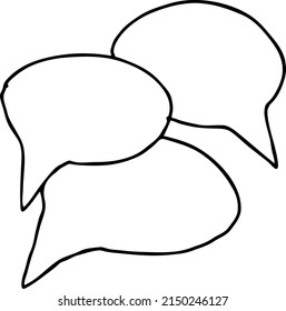 Burbuja de voz para símbolo de comunicación de chat. El globo de fondo vacío habla en la nube para chatear mensajes. Dibujo cómico. Ilustración vectorial dibujada a mano. Dibujo de línea simple.