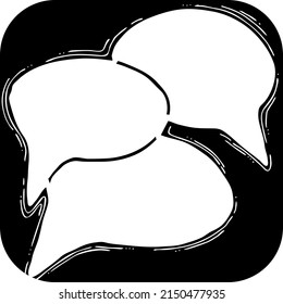 Burbuja de voz para símbolo de comunicación de chat. El globo de fondo vacío habla en la nube para chatear mensajes. Dibujo cómico. Ilustración vectorial retro dibujada a mano. Dibujo de línea simple.