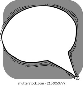Speech bubble for chat communication symbol. Empty background balloon talk cloud for message chatting. Comic cartoon element. Hand drawn retro vintage illustration. Simple line comic cartoon drawing.