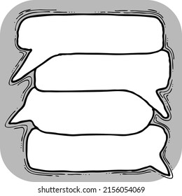 Speech bubble for chat communication symbol. Empty background balloon talk cloud for message chatting. Comic cartoon element. Hand drawn retro vintage illustration. Simple line comic cartoon drawing.