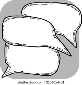 Sprechblase für Chat-Kommunikationssymbol. Leerer Hintergrund Ballon Talkwolke für Message Chat. Comic Cartoon Element. Handgezeichnete Retro-Vintage-Illustration. Einfache Comic-Zeichenkette.