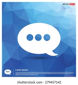 Speech Bubble Chat Icon - abstract logo type icon - blue polygonal background. Vector illustration