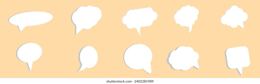 speech bubble chat icon collection set.blank white speech bubbles.	