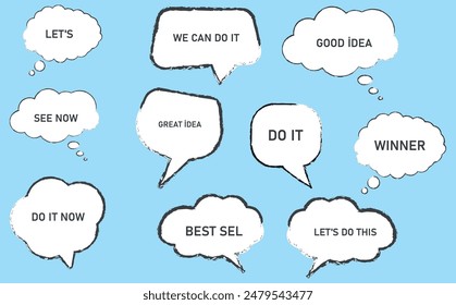 speech bubble chat icon collection set.blank white speech bubbles
