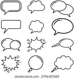 Speech Bubble and Chat Icon Collection Featuring Communication Messaging Dialogue Conversation Social Interaction and Digital Discussion Symbols