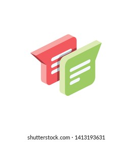 Speech bubble chat icon. flat 3d vector isometric style, isolated illustration creative design idea. 