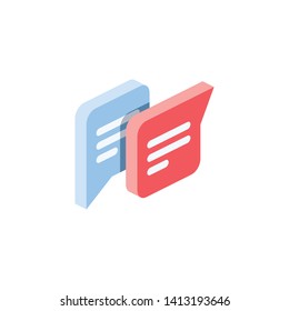 Speech bubble chat icon. flat 3d vector isometric style, isolated illustration creative design idea. 