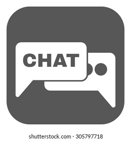 The speech bubble with a chat icon. Internet and forum, blog, online symbol. Flat Vector illustration. Button