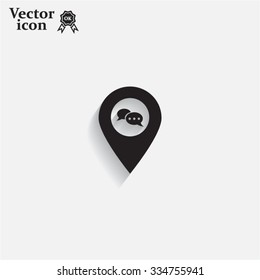 Speech Bubble Chat Icon, pin mark