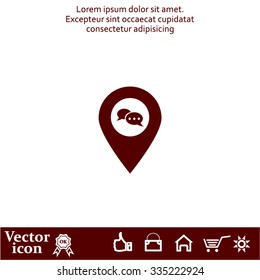 Speech Bubble Chat Icon, pin mark
