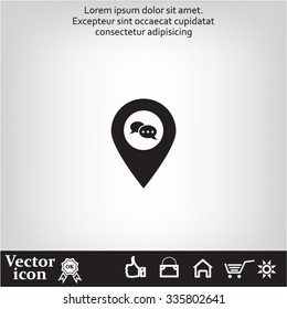 Speech Bubble Chat Icon, pin mark