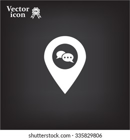 Speech Bubble Chat Icon, pin mark