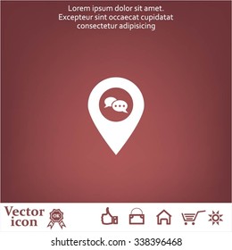 Speech Bubble Chat Icon, pin mark