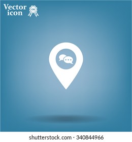 Speech Bubble Chat Icon, pin mark
