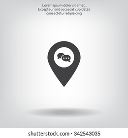 Speech Bubble Chat Icon, pin mark