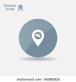 Speech Bubble Chat Icon, pin mark