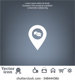 Speech Bubble Chat Icon, pin mark