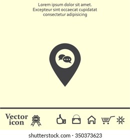 Speech Bubble Chat Icon, pin mark