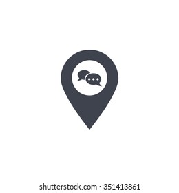 Speech Bubble Chat Icon, pin mark