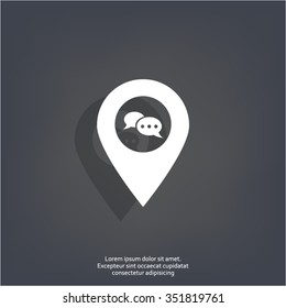 Speech Bubble Chat Icon, pin mark