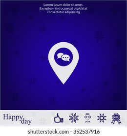 Speech Bubble Chat Icon, pin mark