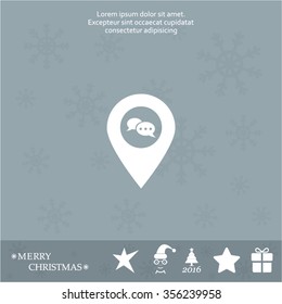 Speech Bubble Chat Icon, pin mark