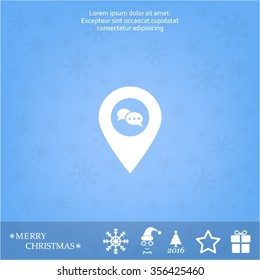 Speech Bubble Chat Icon, pin mark