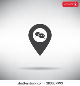 Speech Bubble Chat Icon, pin mark