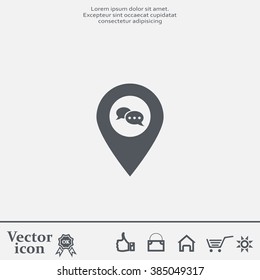 Speech Bubble Chat Icon, pin mark