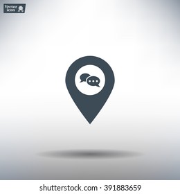 Speech Bubble Chat Icon, pin mark