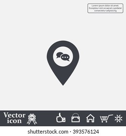Speech Bubble Chat Icon, pin mark
