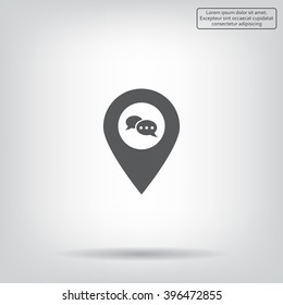 Speech Bubble Chat Icon, pin mark