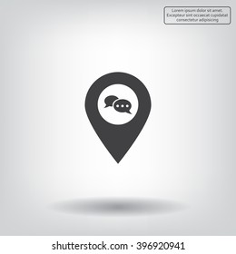 Speech Bubble Chat Icon, pin mark